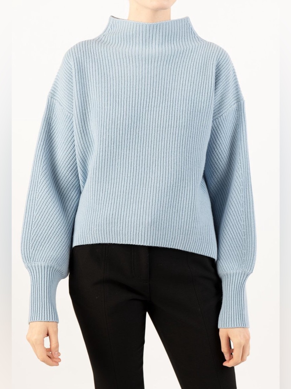 A.L.C. Baby Blue Helena cashmere Ribbed Mock Neck Sweater